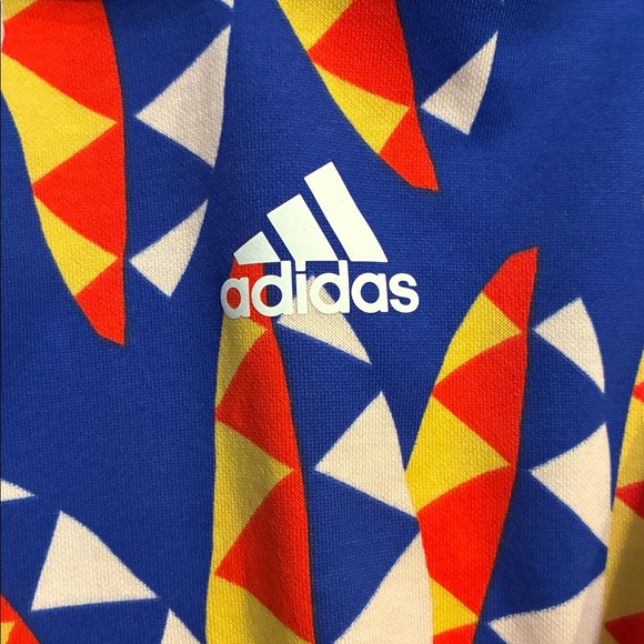 Adidas FARM Rio XL Blue Hoodie with Geometric Patterns - Picture 4 of 6